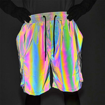 Seven-color Reflective Overalls Shorts Five-point Pants Hip-hop