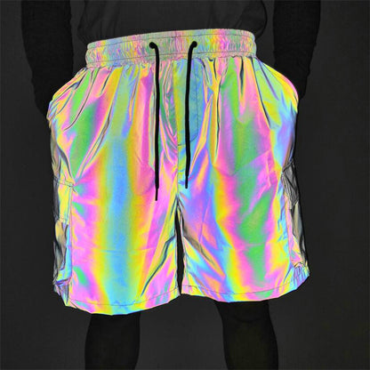 Seven-color Reflective Overalls Shorts Five-point Pants Hip-hop