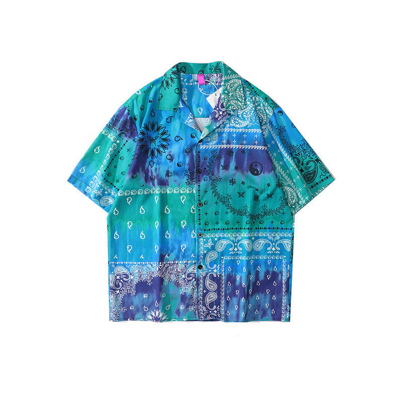 Chemise imprimée Tie-Dye, même chemise à manches courtes pour hommes et femmes