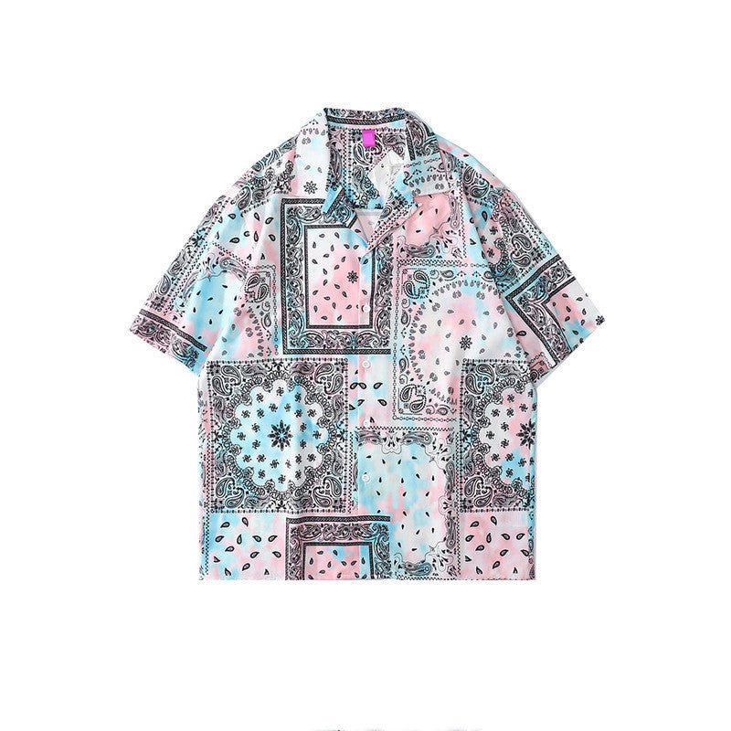 Chemise imprimée Tie-Dye, même chemise à manches courtes pour hommes et femmes