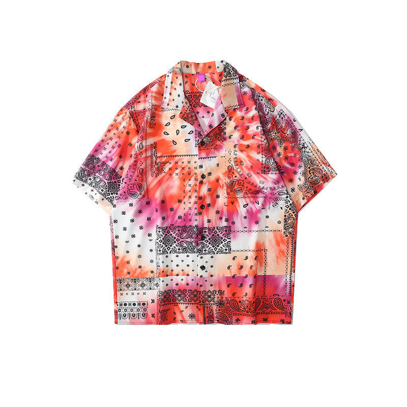 Chemise imprimée Tie-Dye, même chemise à manches courtes pour hommes et femmes