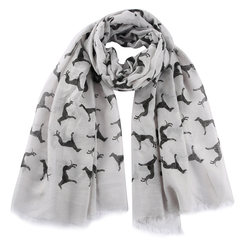 Black dog print scarf