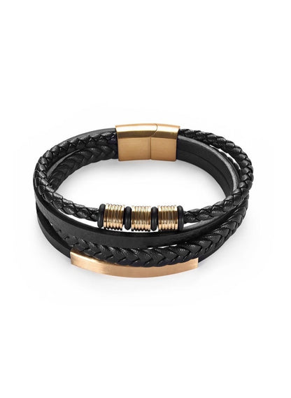 Bracelet à breloques en acier inoxydable pour hommes, fermoir magnétique tressé, emballage en cuir multicouche, bracelets Punk Rock