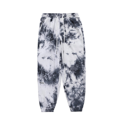 Pantalon en velours côtelé Tie-Dye pour hommes, marque de mode européenne et américaine, taille élastique, pantalons décontractés, tendance de rue, pantalons amples