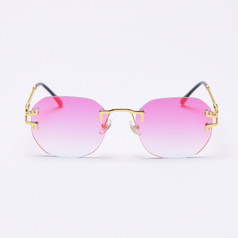 S31479 Lunettes de soleil rétro européennes et américaines avec Film couleur sans cadre, pour hommes et femmes, mode de rue, lunettes Punk en métal