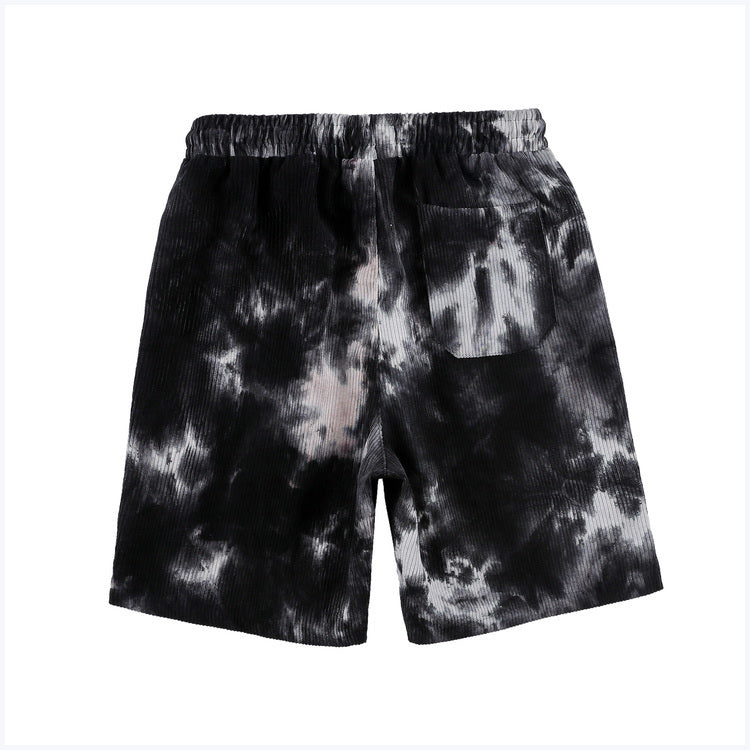 Tie-dye Color Matching Sky Print Casual Shorts