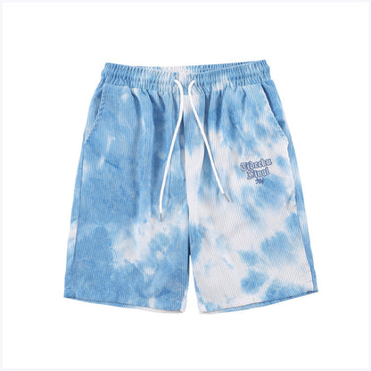 Tie-dye Color Matching Sky Print Casual Shorts