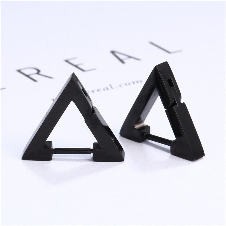 Boucles d'oreilles créatives en acier inoxydable pour femmes, triangulaires, bijoux à la mode, Huggie pour hommes, Punk hip hop