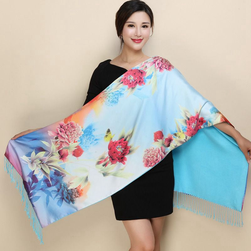 silk long silk shawl scarf