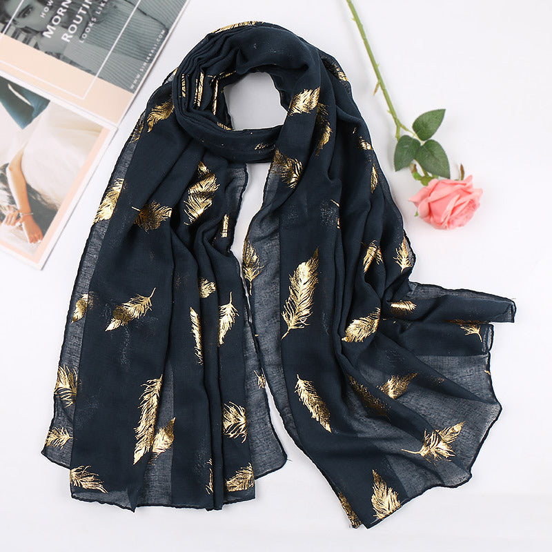 Foulard plumes en coton bronzant