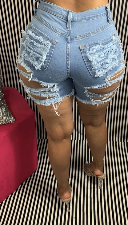 Popular Ripped Stretch Ripped Denim Shorts Cropped Pants