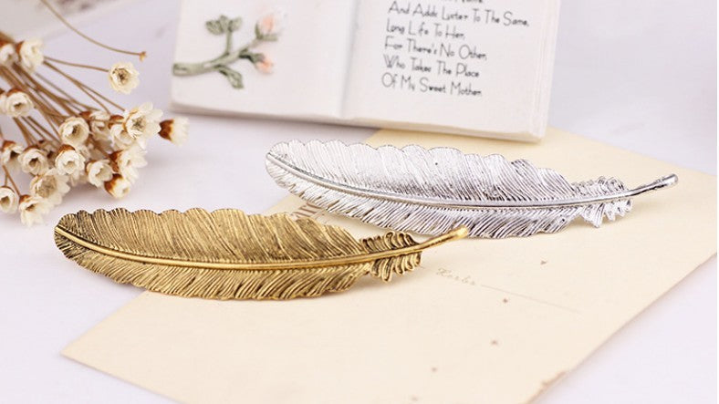 Barrette à cheveux en forme de feuille de métal Boho