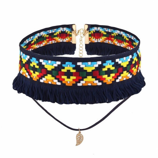 Summer Colourful Bohemian Choker Collar & Pendant