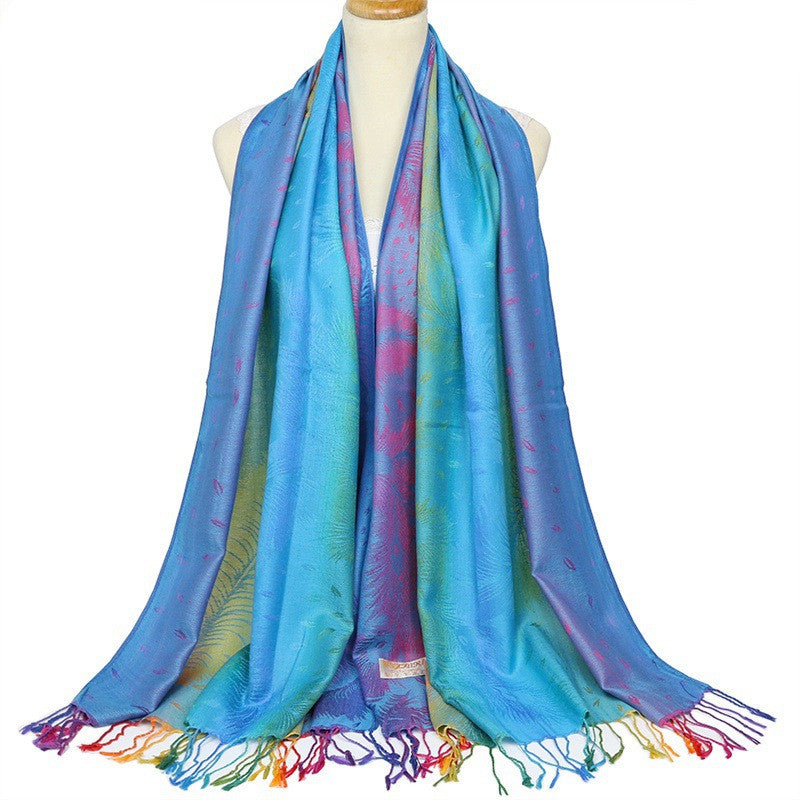 Gradient warm vintage jacquard scarf