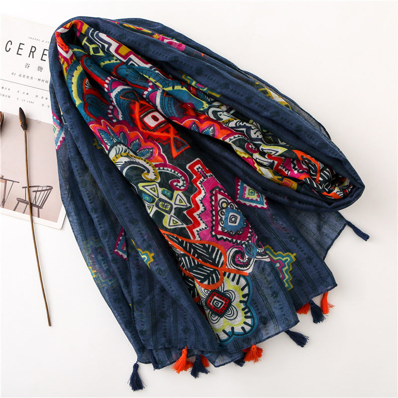 Women's Fashion Long Handmade Tassel Scarf