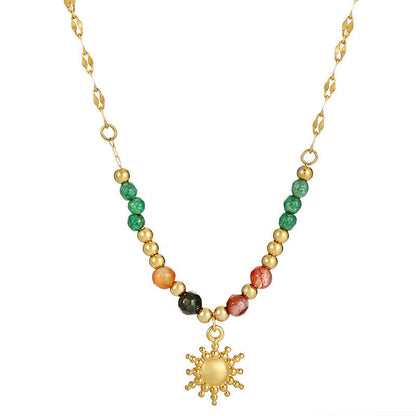 Collier avec pendentif soleil en perles style Boho, à la mode