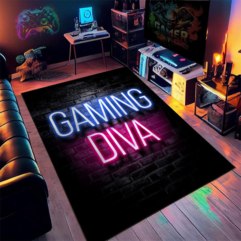 Alfombra de decoración de sala de máquinas de juegos de neón