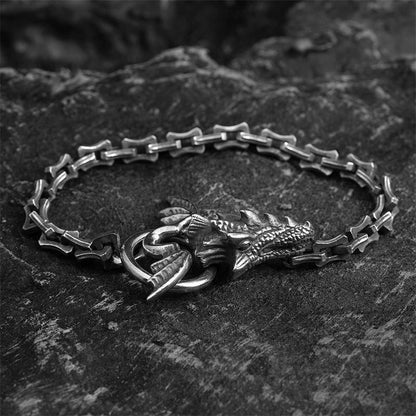 Bracelet tête de Dragon dominateur rétro en détresse pour hommes, personnalité Punk Hip Hop