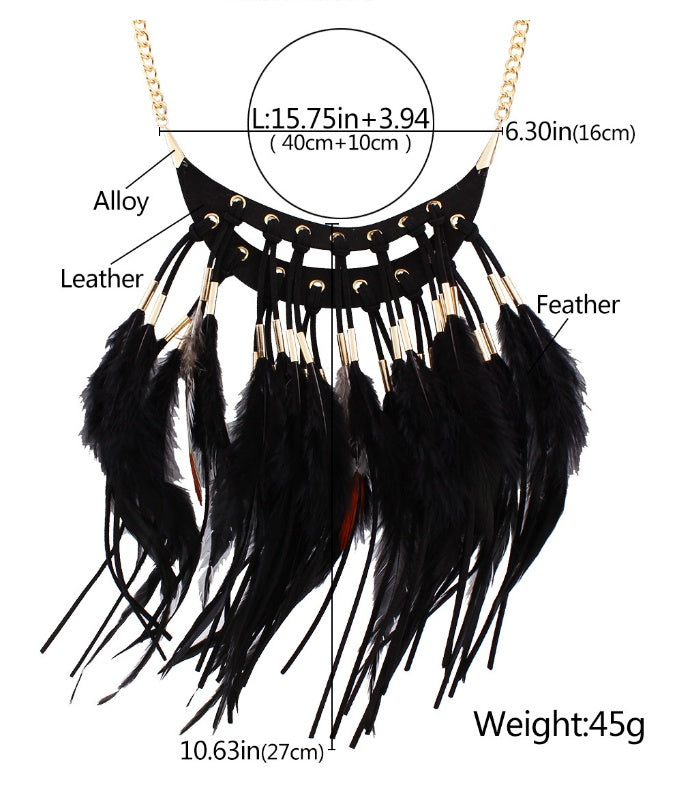 Collier de plumes Boho Indie Choker