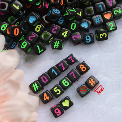 Black Fluorescent Letter Beads 26 English Letters Music Festival Beaded Bracelet