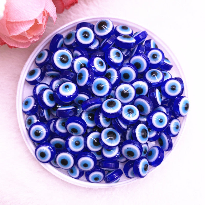 NEW 50PCS 8/10mm Oval Beads Evil Eye Resin Spacer Beads For