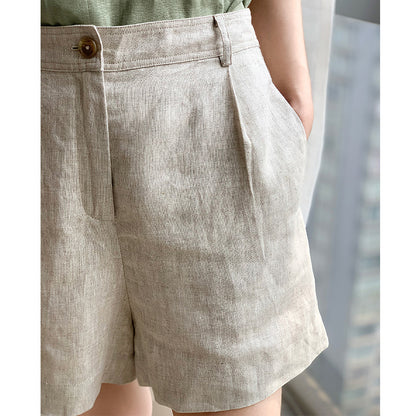 Cotton Linen Shorts Women Summer Slimming Linen Cotton Niche Breathable Wide Leg High Waist Casual Pants