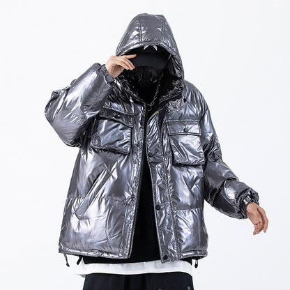 Vestes Parkas Cargo réfléchissantes foncées pour hommes, Streetwear Hip Hop rembourré, coupe-vent Harajuku, manteaux Techwear