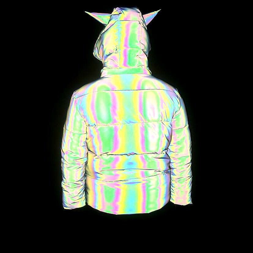 Colorful Reflective Cotton Coat Ladies Cute Three Dimensional Animal Horns