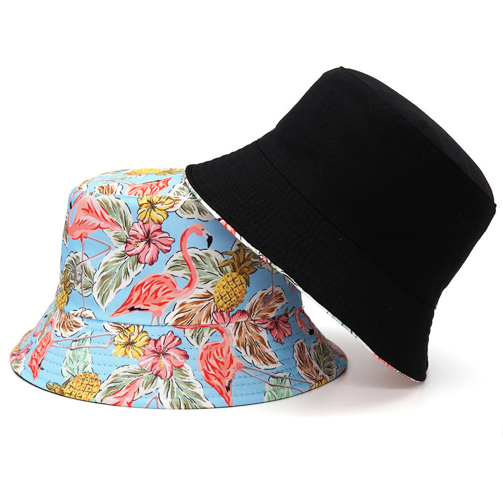 Chapeau seau imprimé feuilles, pare-soleil, seau Double face