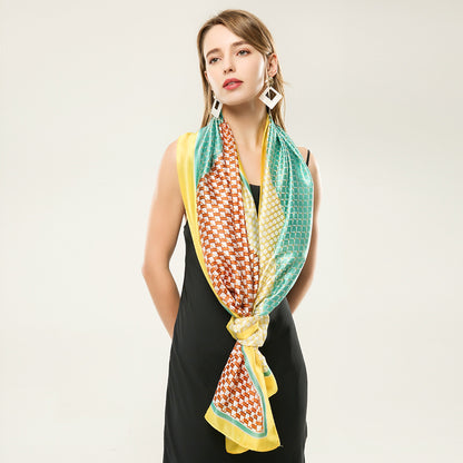 Geometric stitching ladies scarf