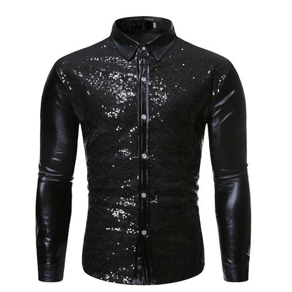 Camisa multicolor para discoteca, traje de baile dorado con lentejuelas geniales