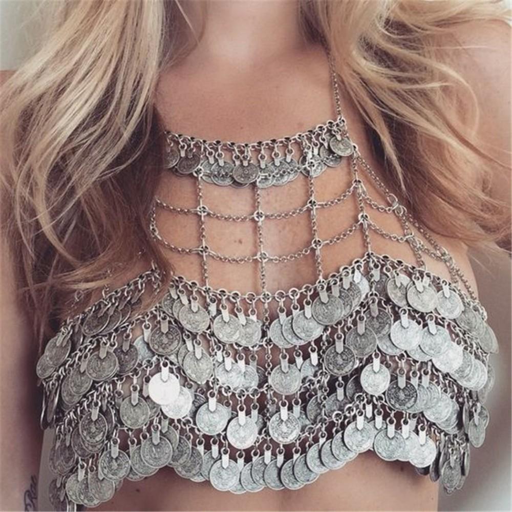 Bohemian Body Chain Coins Top