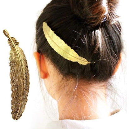 Barrette à cheveux en forme de feuille de métal Boho