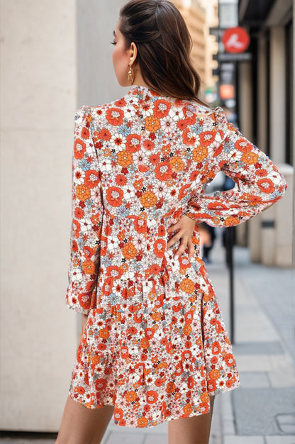 Minivestido floral con mangas globo