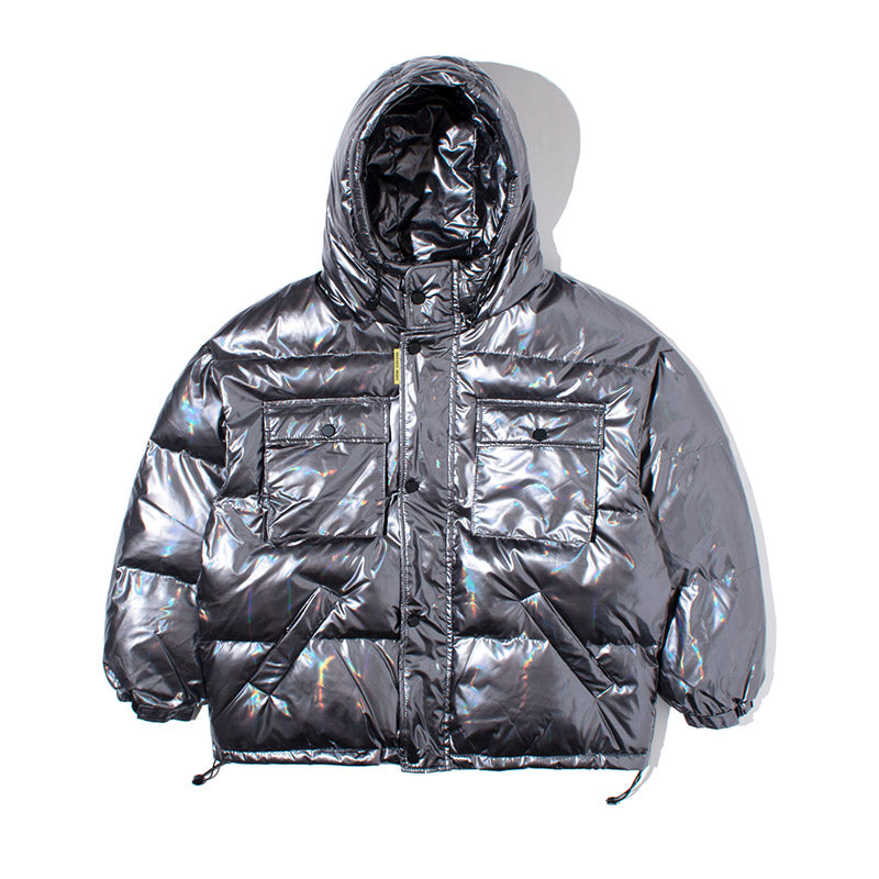 Parkas tipo Cargo reflectantes oscuros, chaquetas para hombre, ropa informal estilo Hip Hop, chaquetas acolchadas, cortavientos Harajuku, Parka, abrigos Techwear