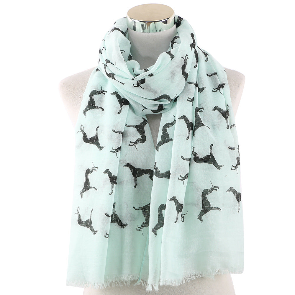 Black dog print scarf