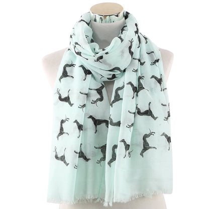 Black dog print scarf