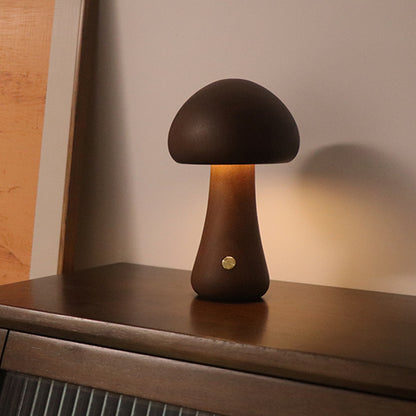 INS Luz de noche LED de seta linda de madera con interruptor táctil Lámpara de mesa de noche para dormitorio Habitación de niños Lámparas de noche para dormir Decoración para el hogar