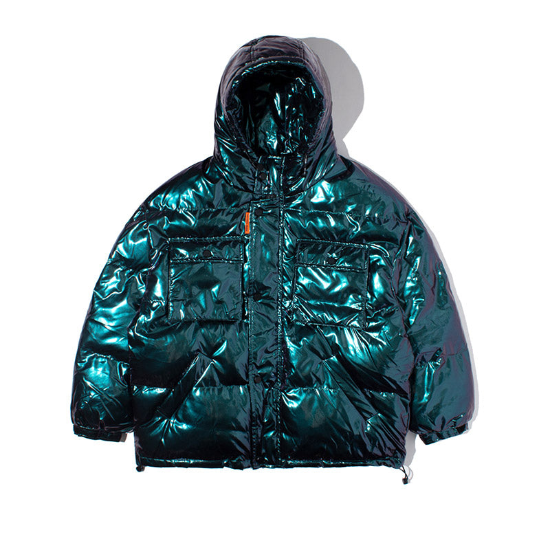 Dark Reflective Cargo Parkas Jackets Mens Hip Hop Streetwear Padded Jackets Harajuku Windbreaker Parka Coats Techwear