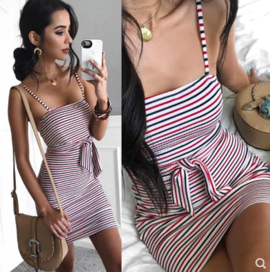 Robe d'été sexy à rayures de couleur, nouvelle collection AliExpress wish, offre spéciale