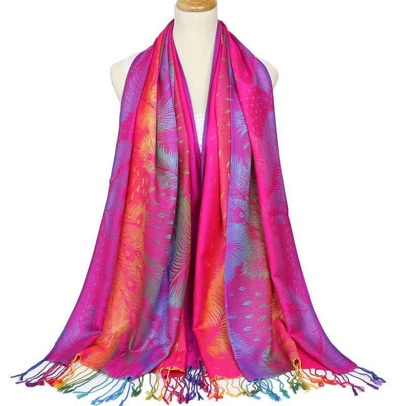 Gradient warm vintage jacquard scarf