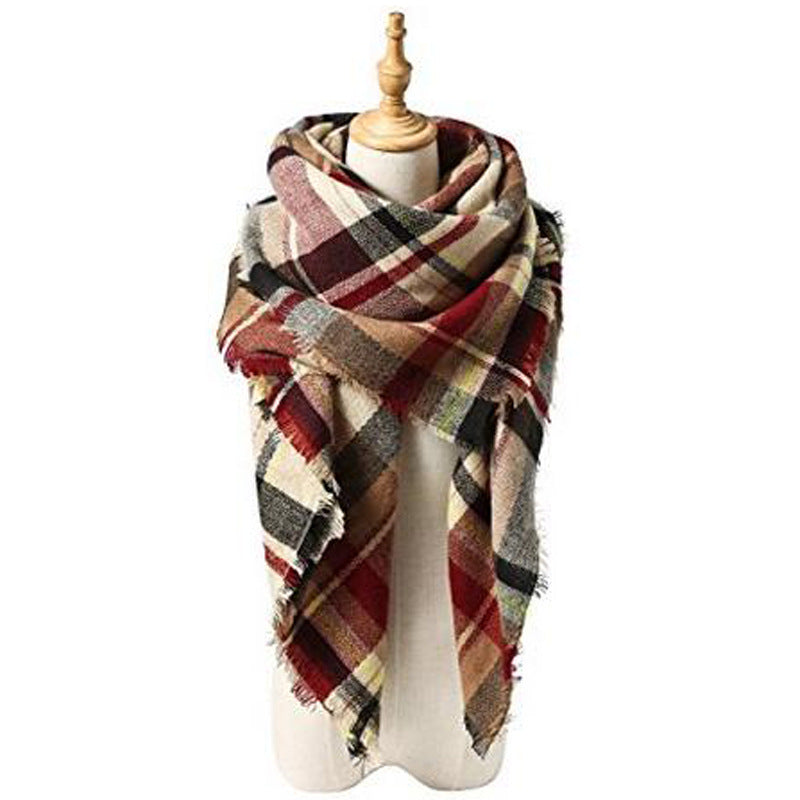 British College Literary Yellow Plaid Scarf Square Scarf