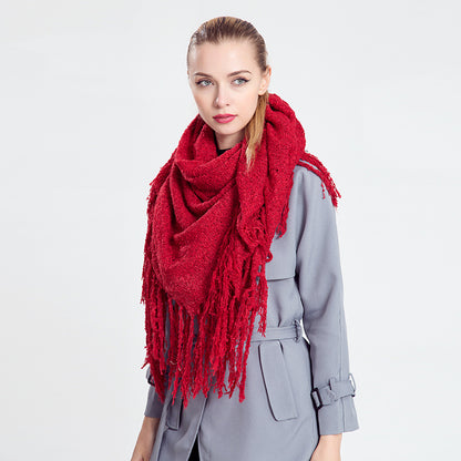 Fringed Plain Square Scarf