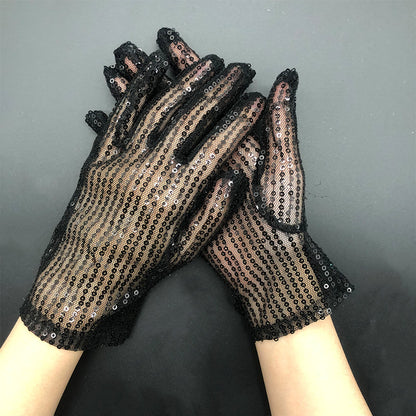 Gants réfléchissants à paillettes fines pour performances sur scène