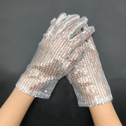 Stage Performance Fashion Thin Sequin Reflective Gloves