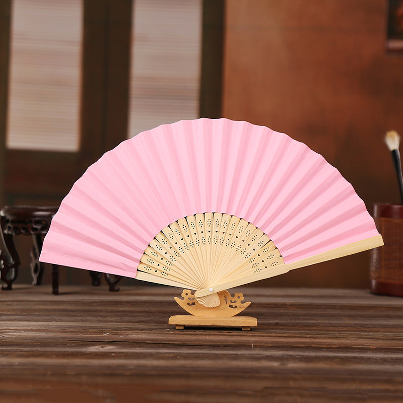 7-inch White Paper Fan Empty White Folding Fan Color Children Painting Fan DIY Handmade Coloring Plain Noodles Foreign Trade