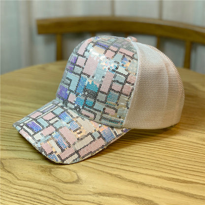 Casquette en filet respirant à paillettes pour femmes, casquette de Baseball de Style ethnique