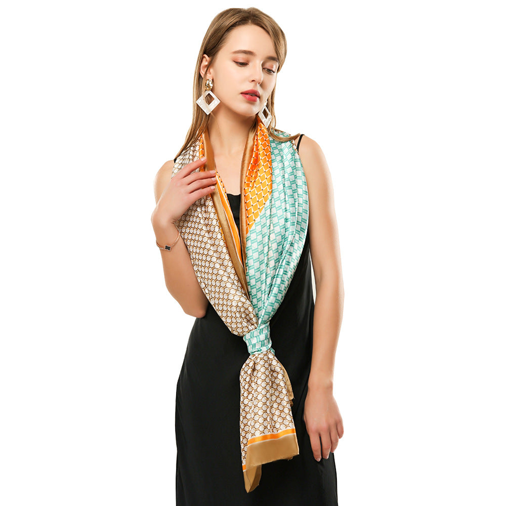 Geometric stitching ladies scarf