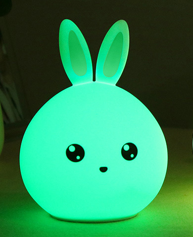 Mignon veilleuse Animal lapin lampes de nuit capteur tactile Silicone LED lumières colorées