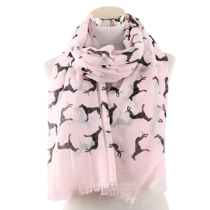 Black dog print scarf